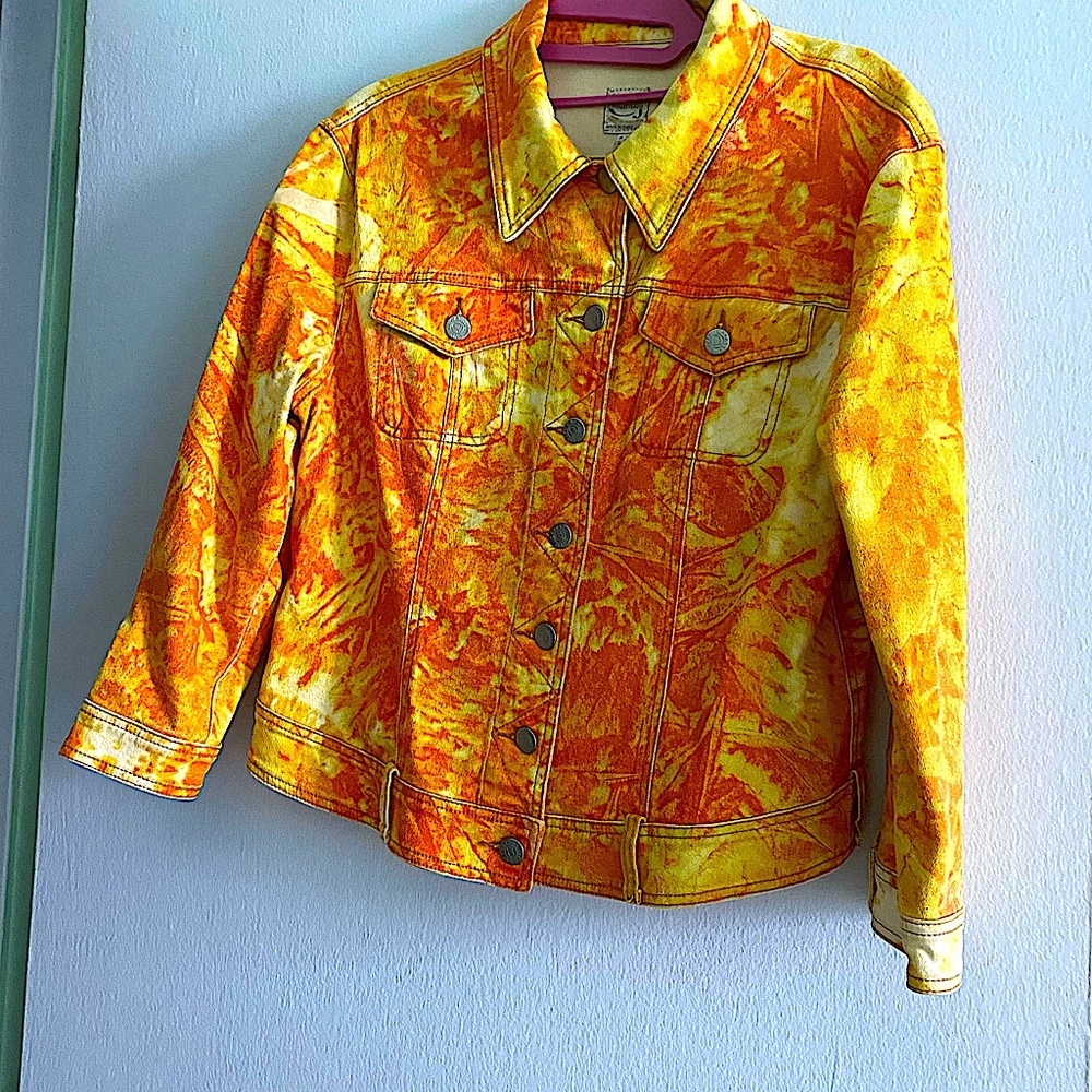 CAVALLI Jeans Orange and Yellow Tie Dyed Jean Jacket Vintage (CJ)